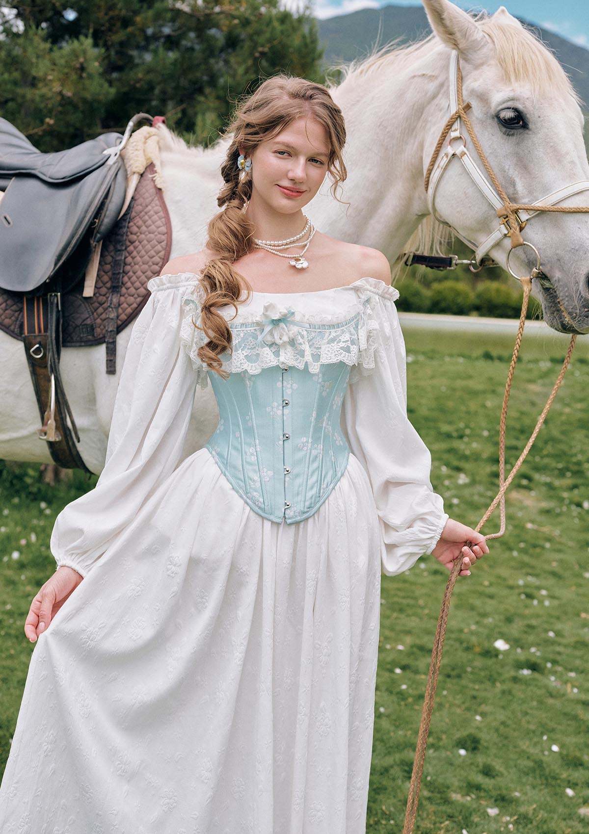 "Moonlit Ice Castle" Ice Blue Corset for cosplay and theme parties