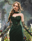 Lacemade vintage green dress - Hand-sewn flowers and corset-boned bodice