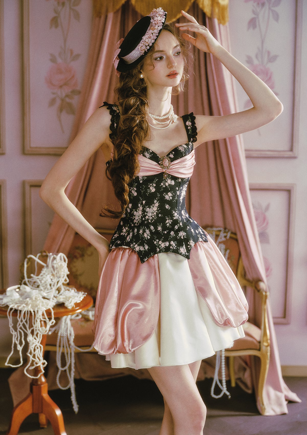 Night Feast Pink Crystal Corset In-stock / S