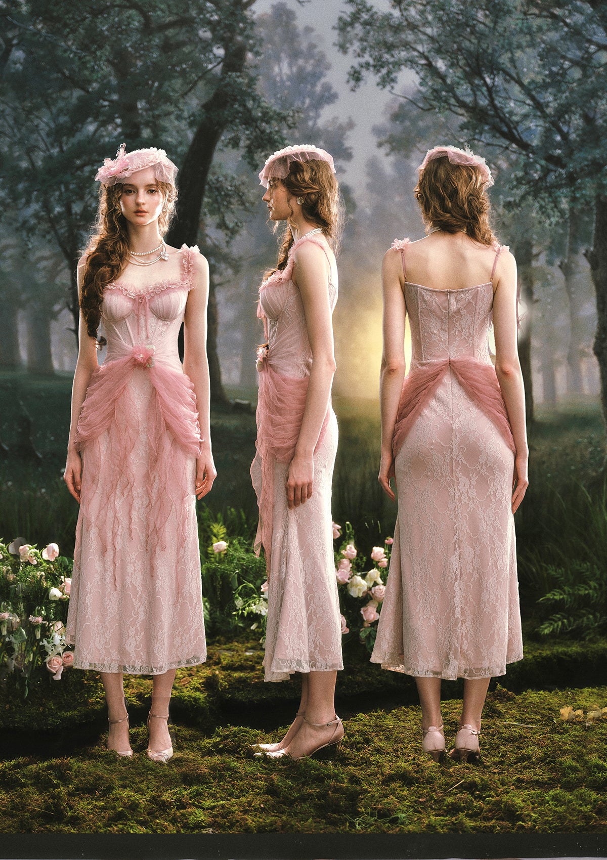 Pink Crabapple Blossom Corset Dress