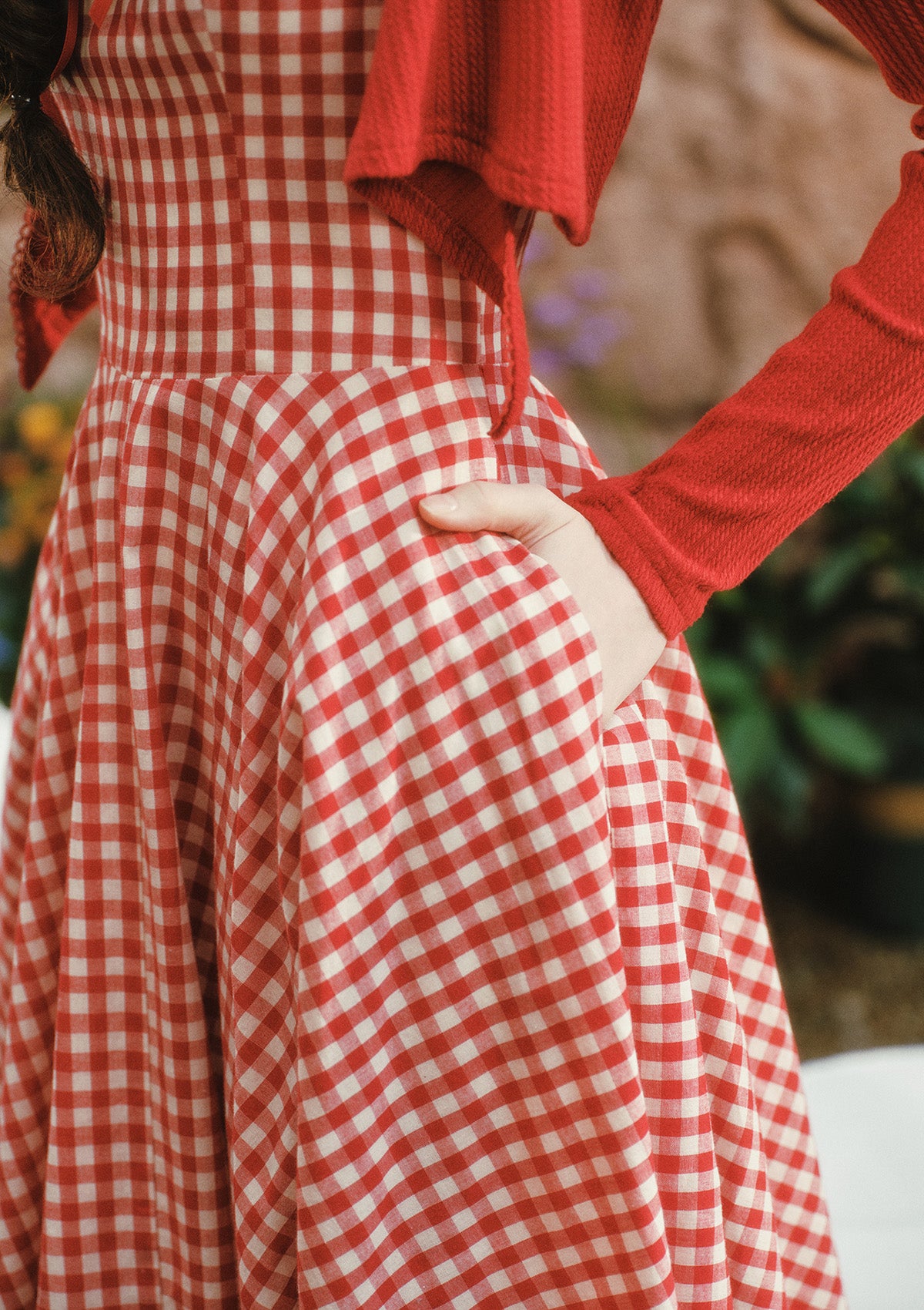 Lacemade red gingham dress with pockets - vintage cotton summer dress