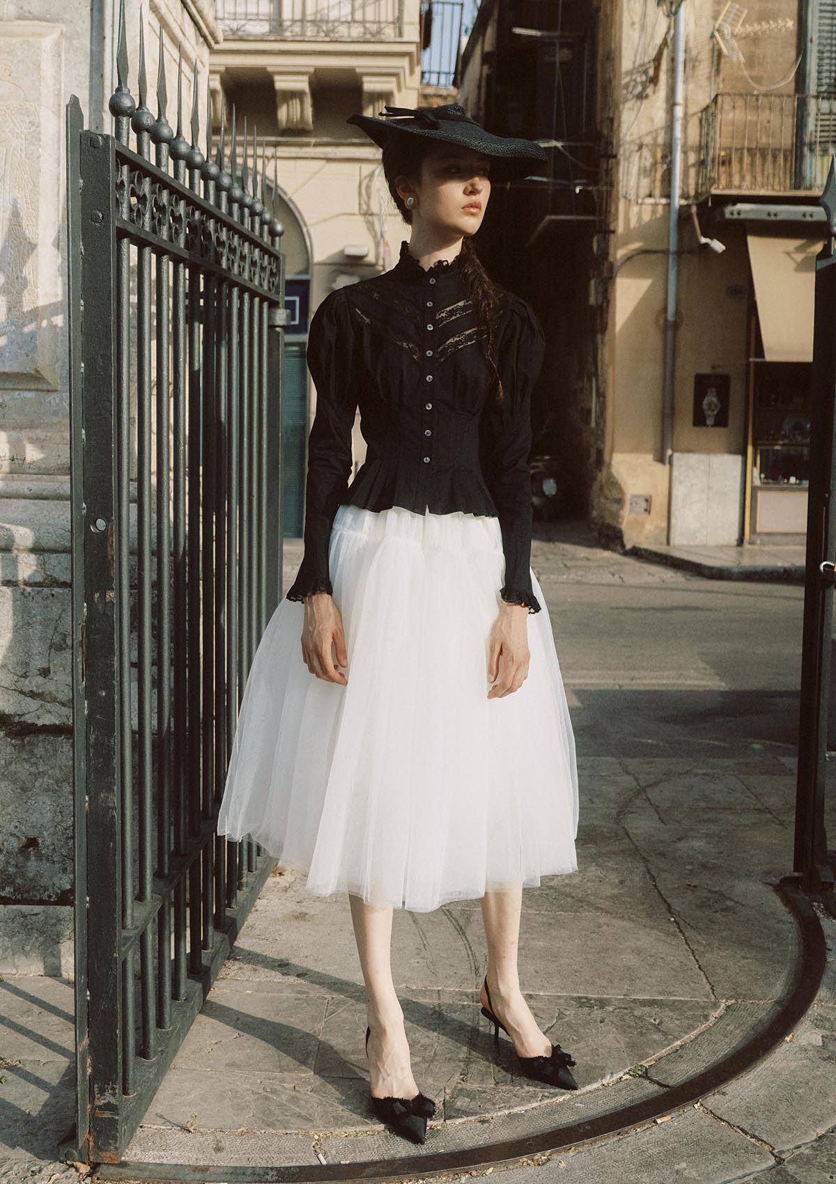 Rose Cape Blouse - Raven