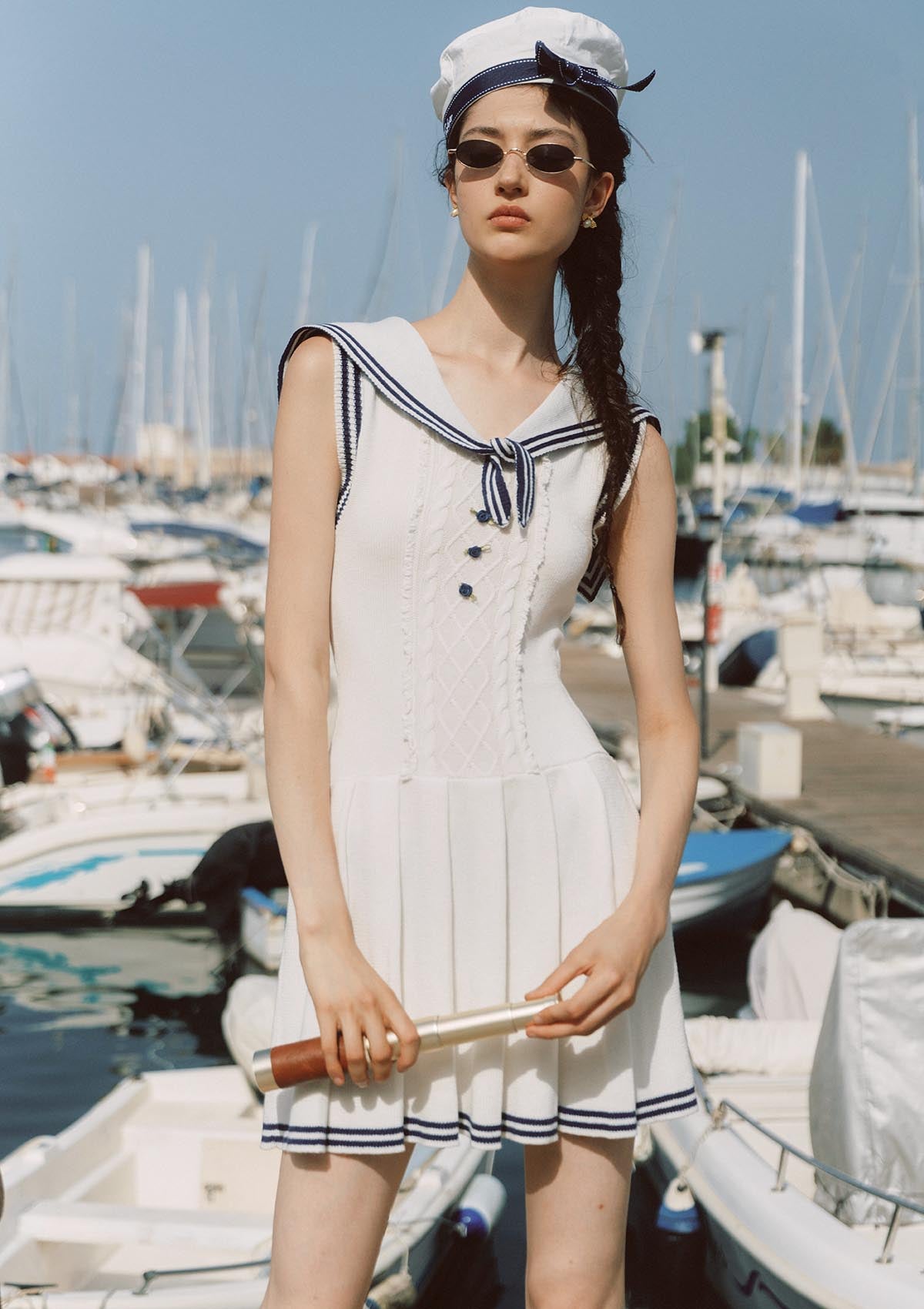 White Sail Maiden Knit Pleated Skirt