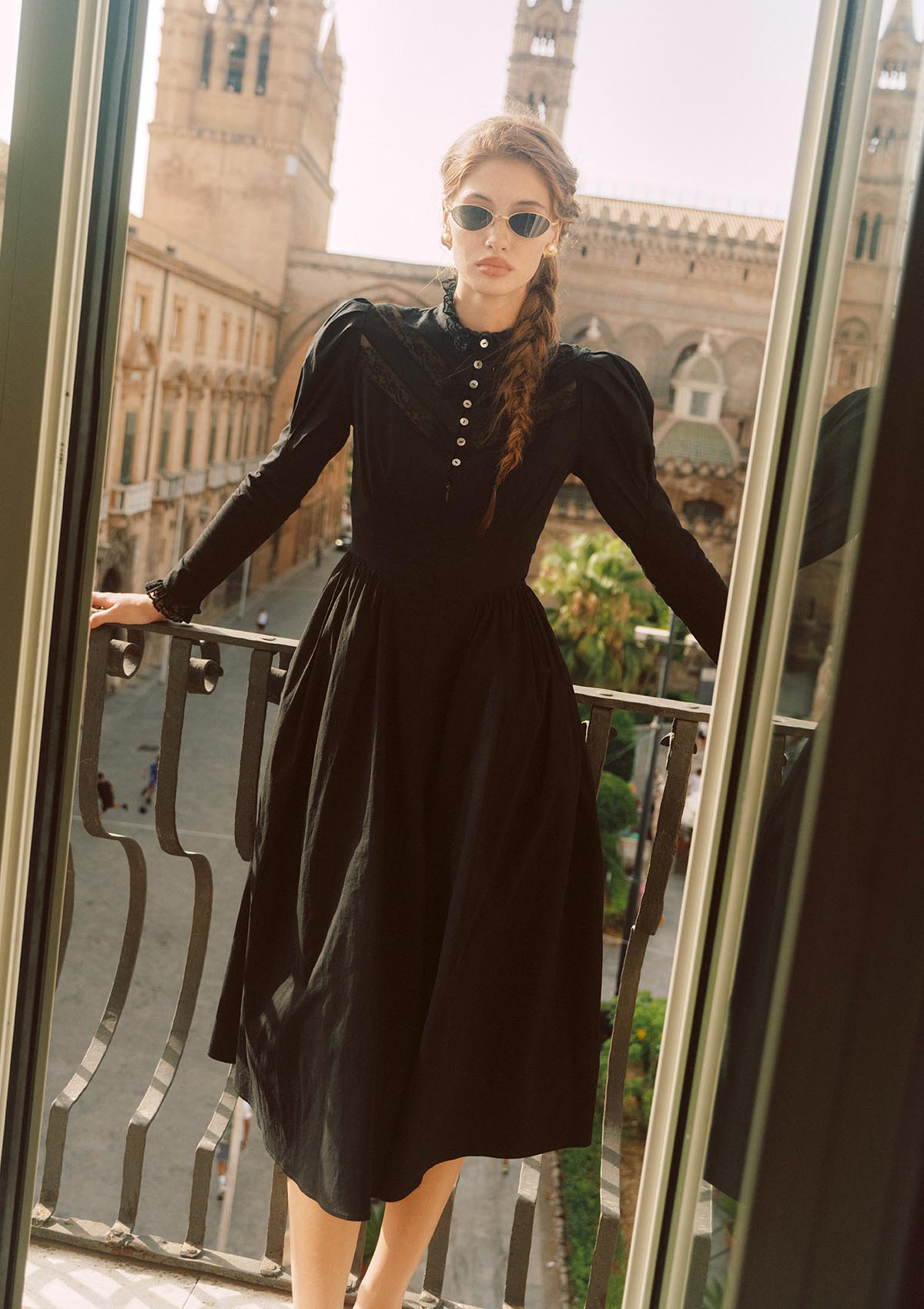 Rose Cape Dress - Raven