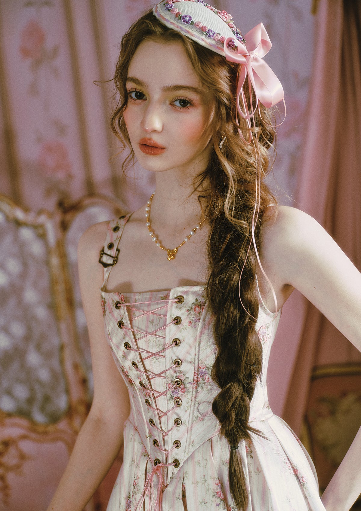 pink lace tea dress Abigail Pink Lace Dress with Pearl Accents