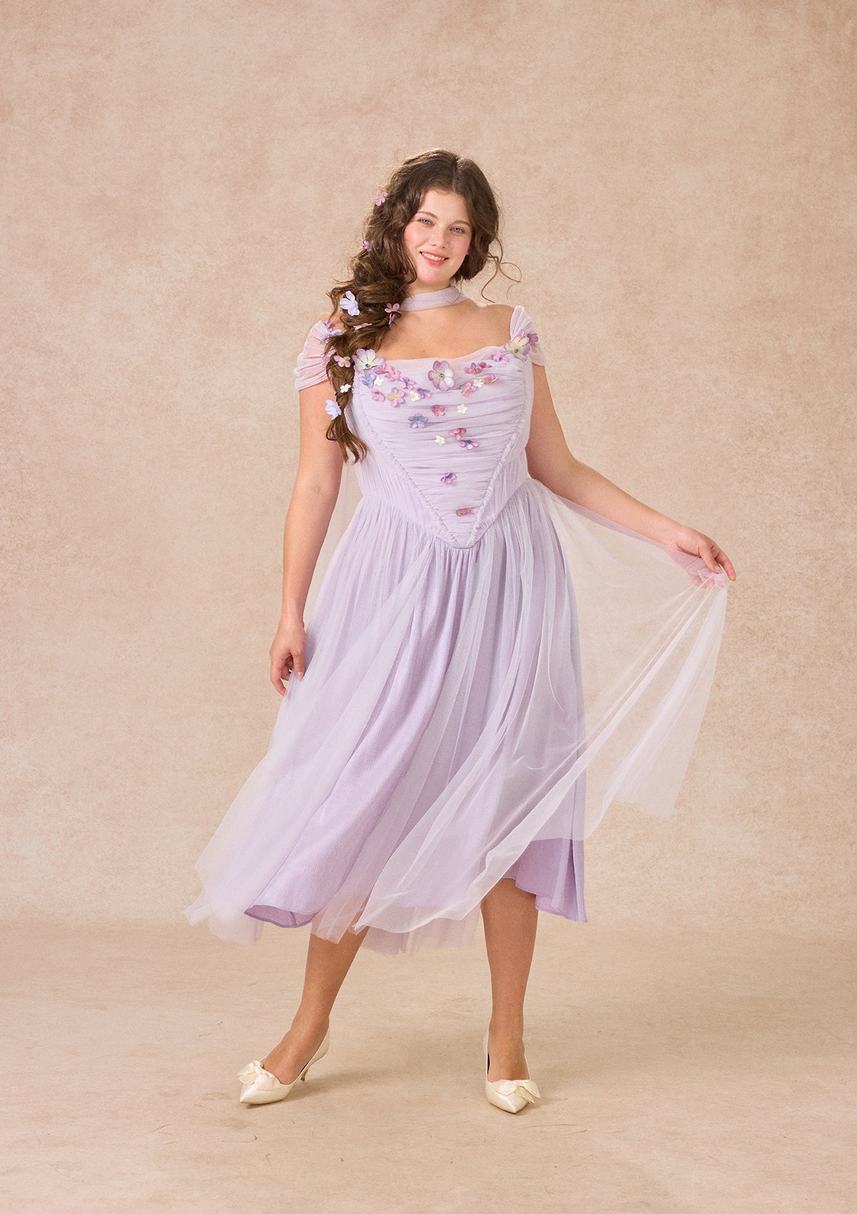 Curve&Plus Ode to Purple Iris Dress Pre-order / 1XL
