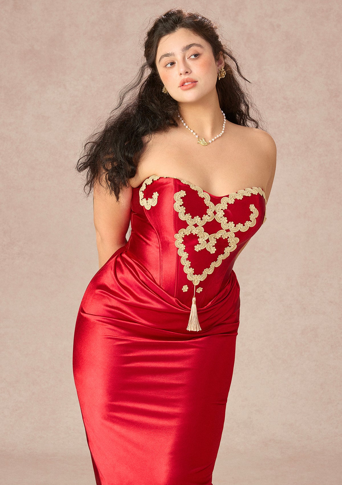 Curve&amp;Plus Queen Kalp Korse Elbise