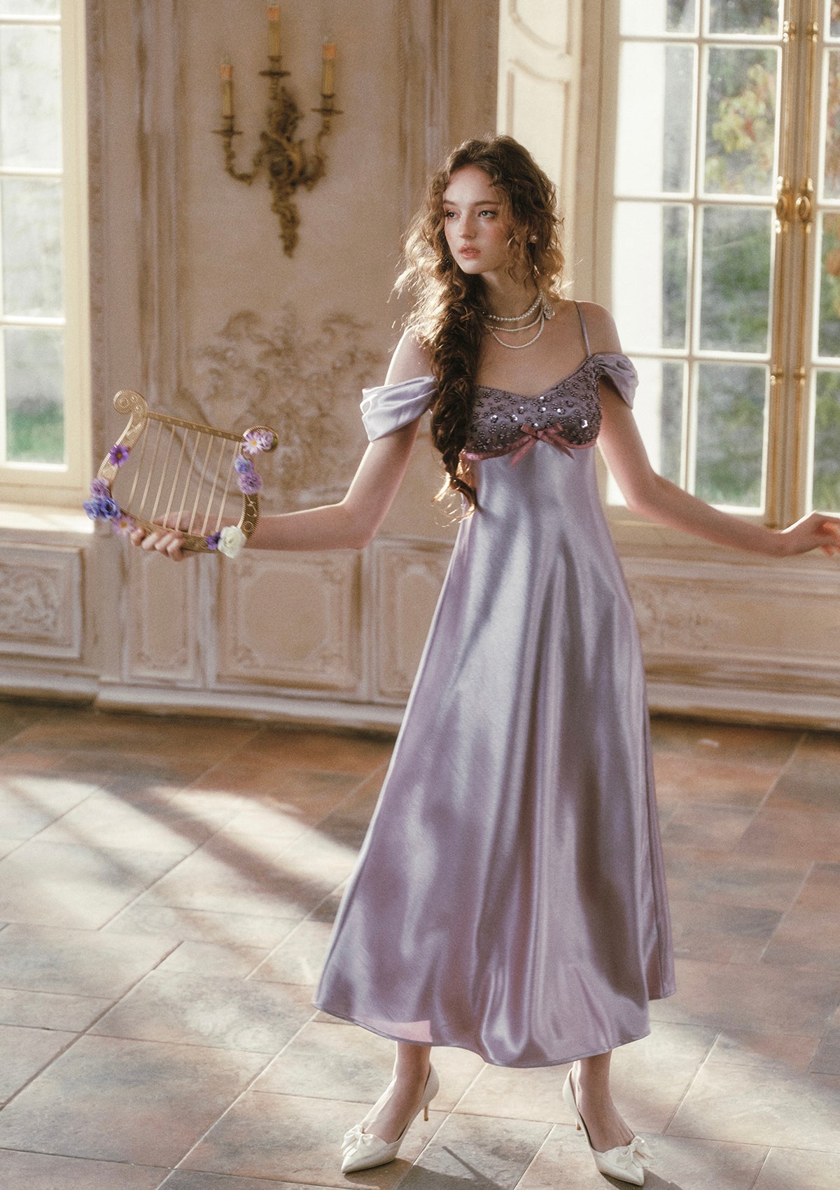 Glazed Purple Satin Dress
