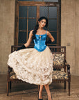 Lacemade Sapphire Corset- Metal boned corset in jewel blue satin