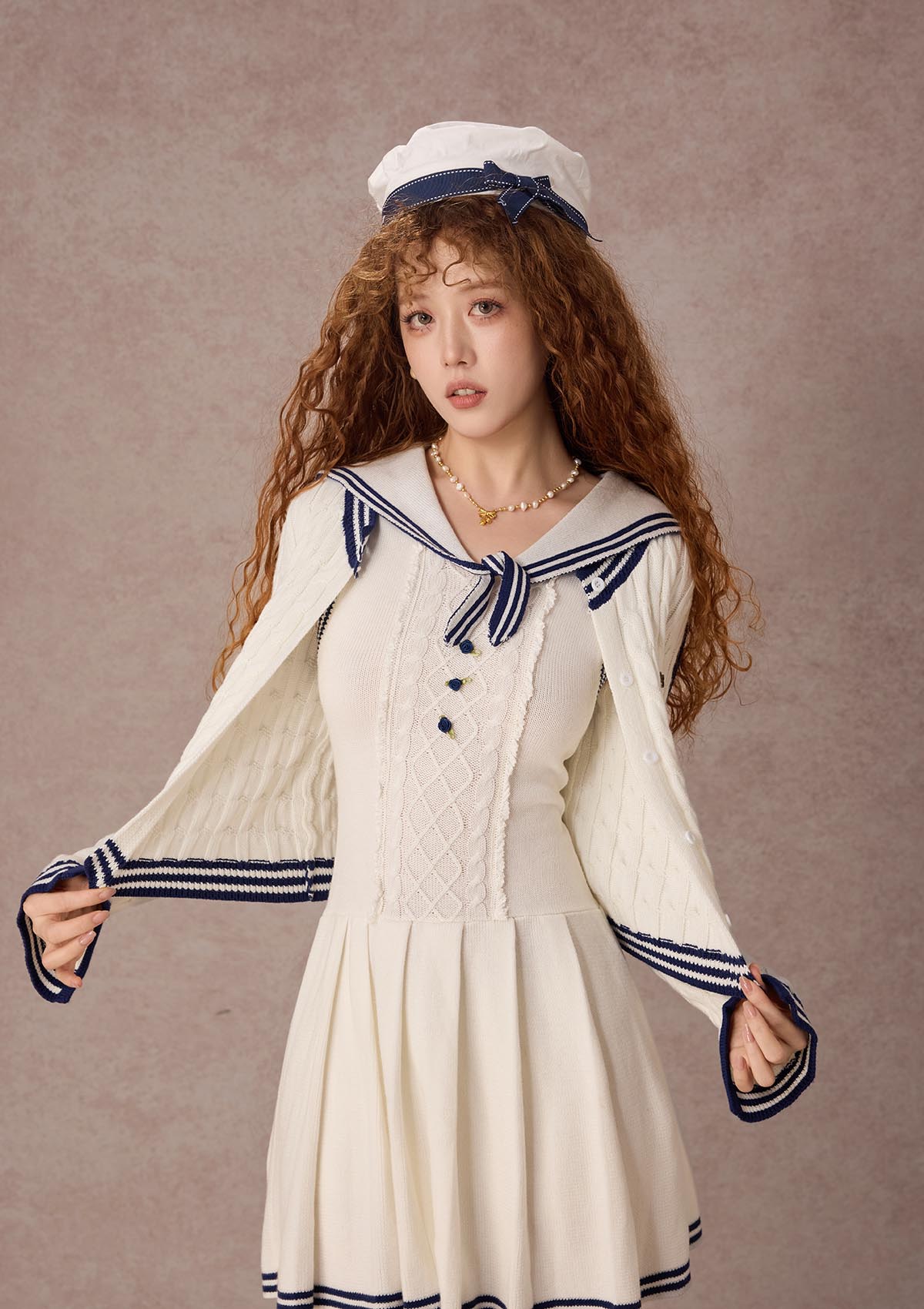 White Sail Maiden Cable Knit Cardigan