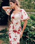 Detailed view of textured floral jacquard fabric - Rosevale Dress B
