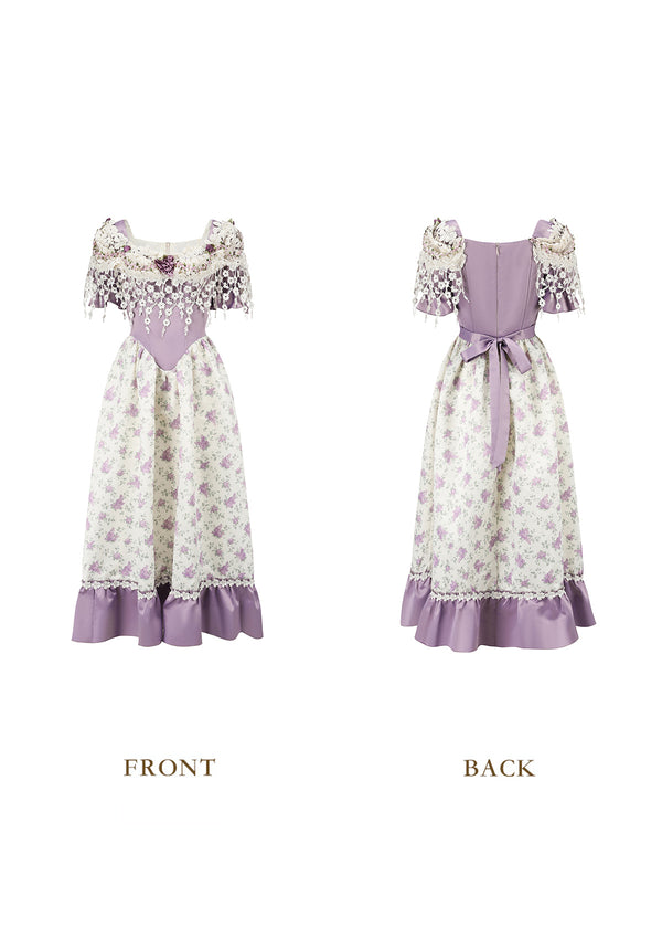 Purple Jacquard Vine Corset Dress