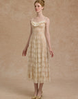 Lacemade sheer layered floral lace dress for birthday - flowing midi skirt