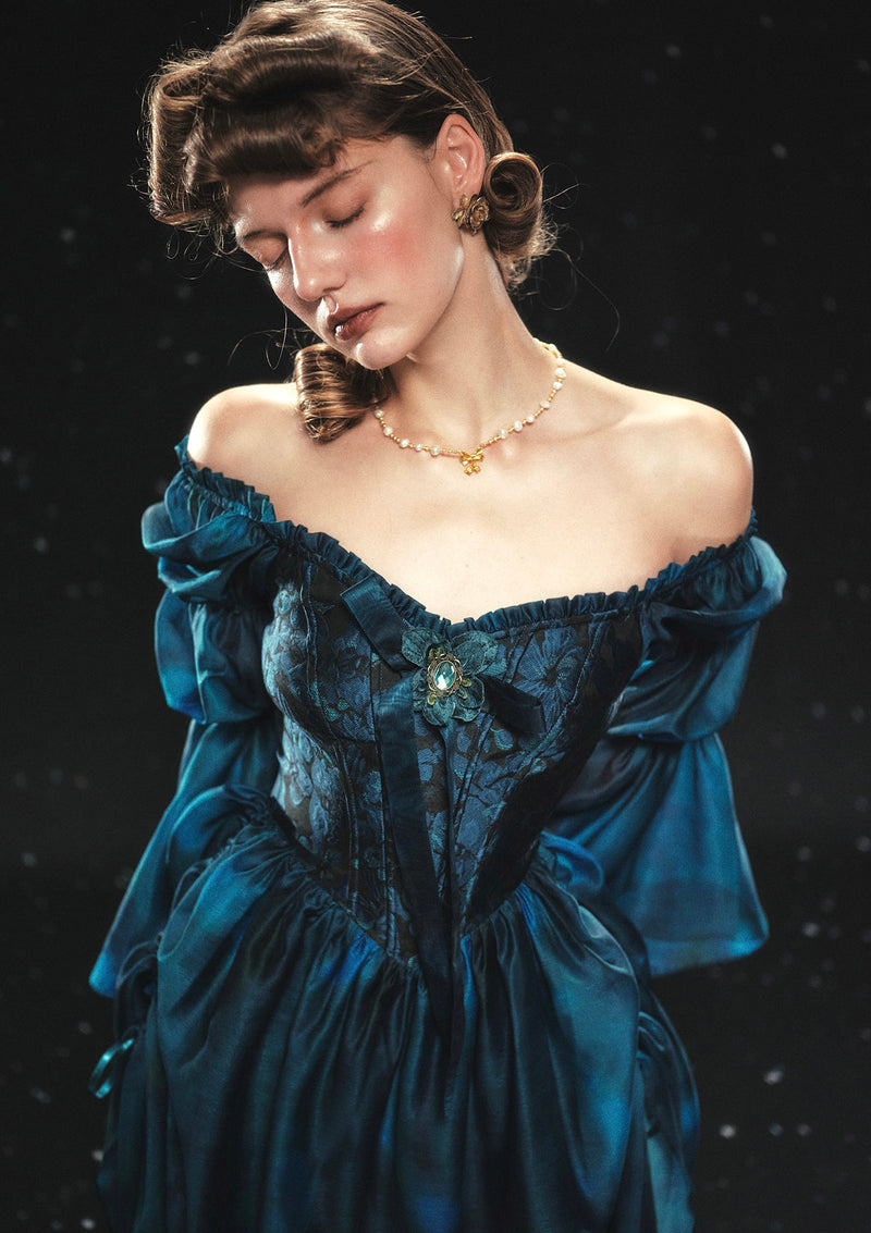 Blue Organza Corset Dress | Morpho Helena - LaceMade Pre-order / XS Blue Organza Corset Dress | Morpho Helena - LaceMade Pre-order / XS
