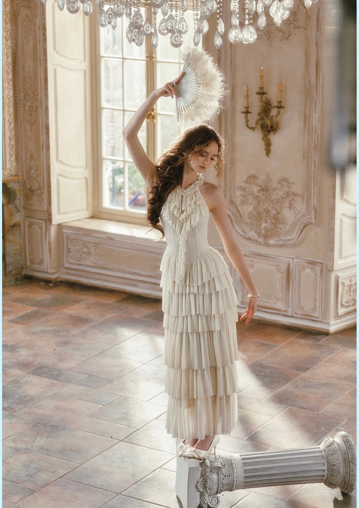 Gilded Feather Fan Corset Dress