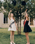 Lacemade "Beyond Campus" High-waisted ivory mini dress silhouette