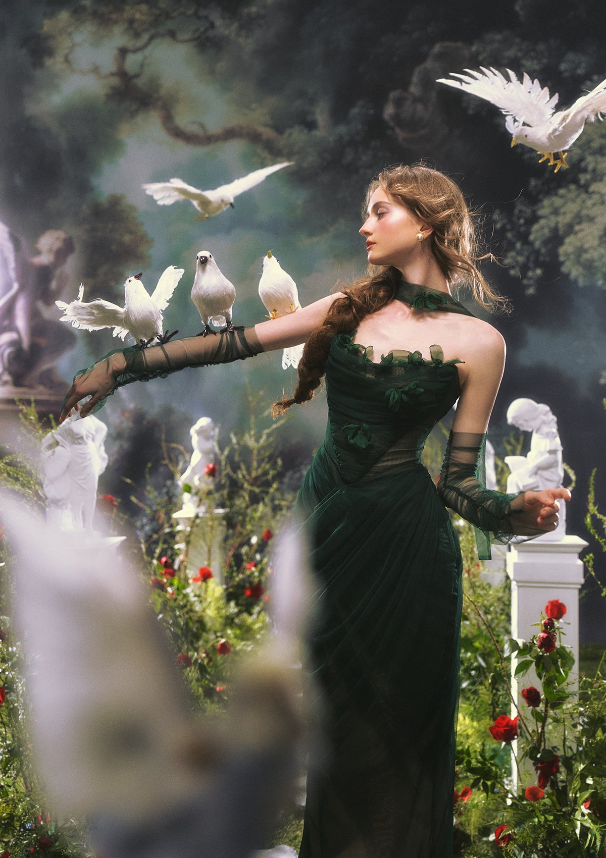 Lacemade dark fairycore forest green dress - Enchanted forest aesthetic