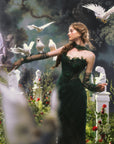 Lacemade dark fairycore forest green dress - Enchanted forest aesthetic