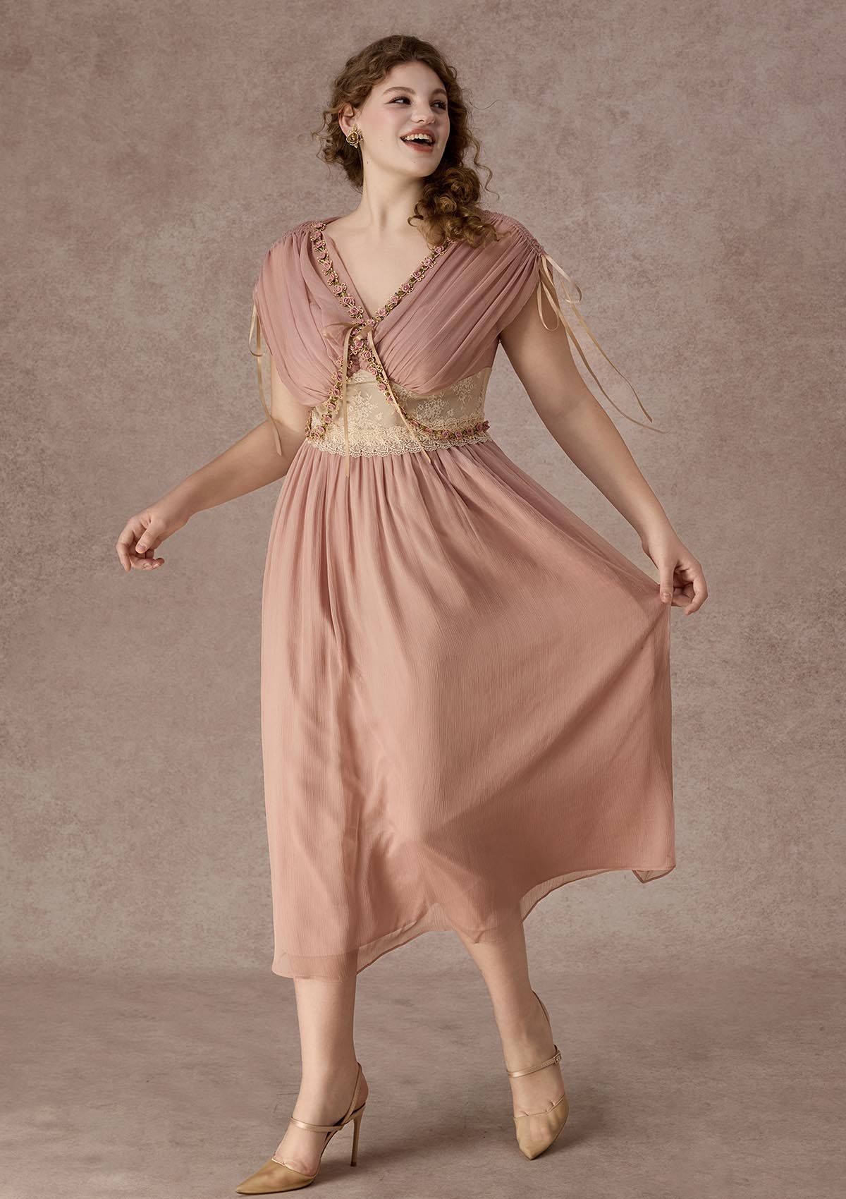 Curve&amp;Plus Rose Olive Dress