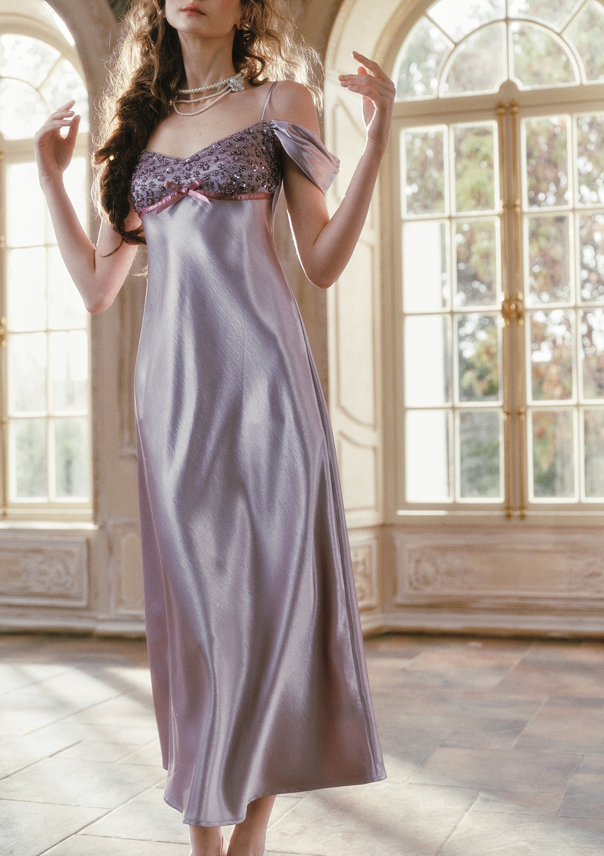 Glazed Purple Satin Dress