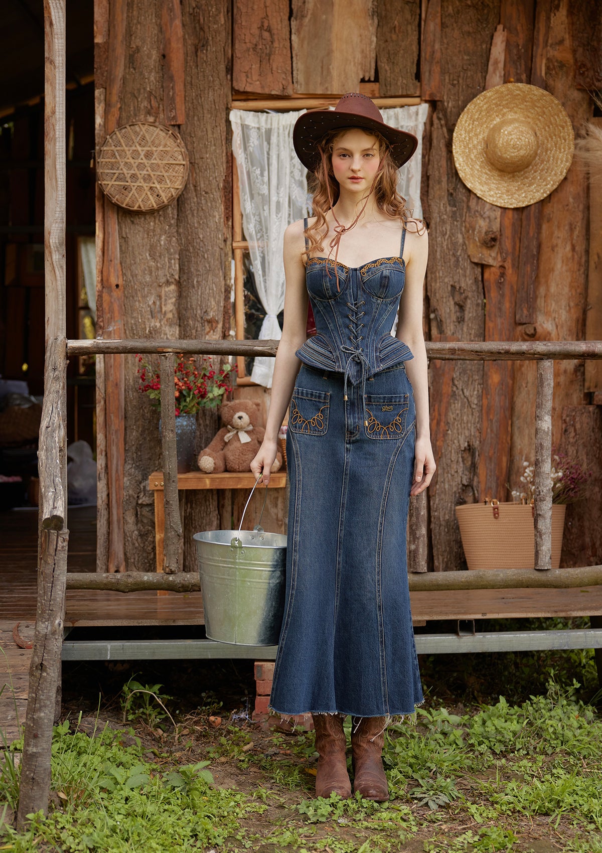 Cowgirl On The Run Denim Corset XS