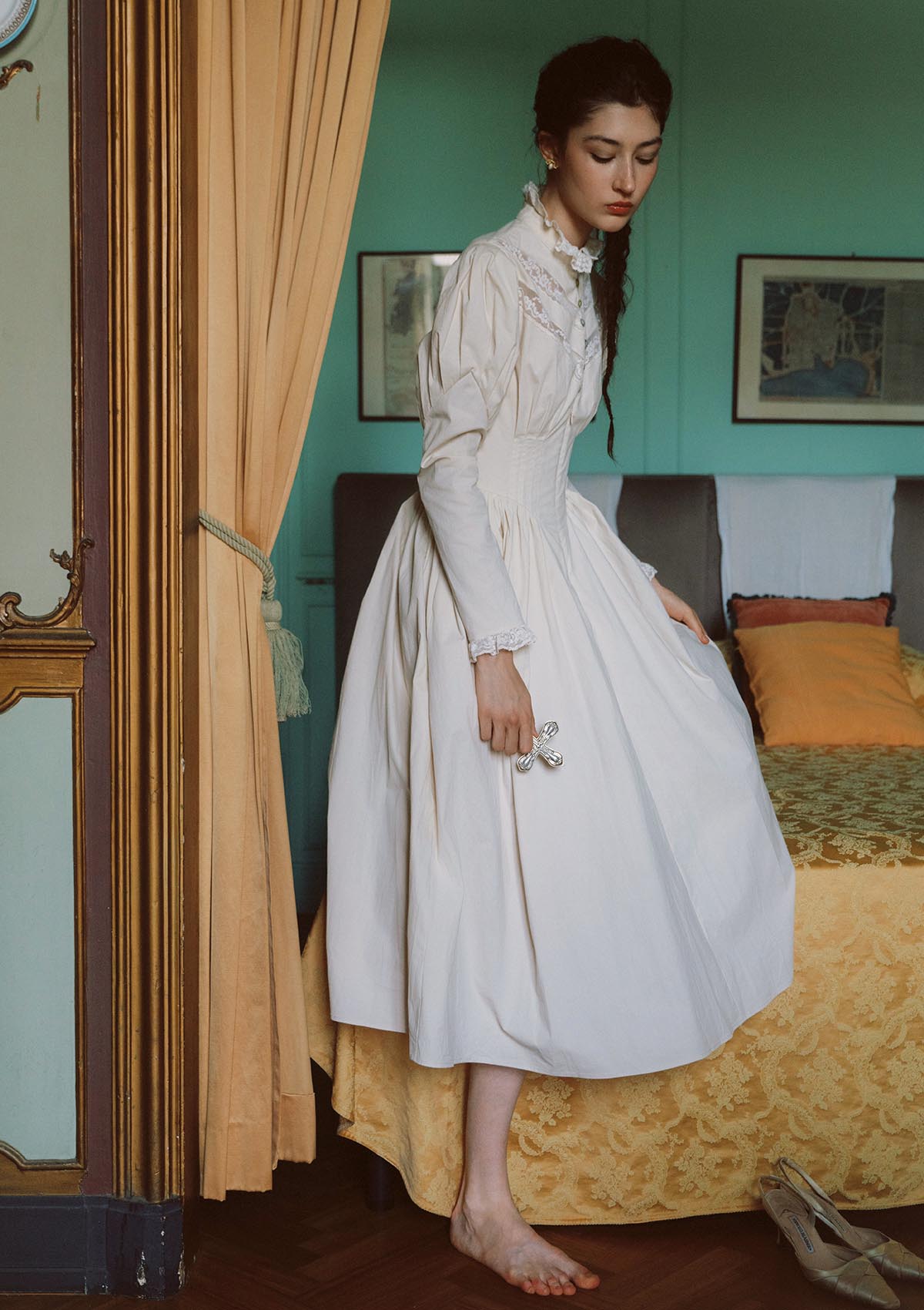 Rose Cape Dress - Beige