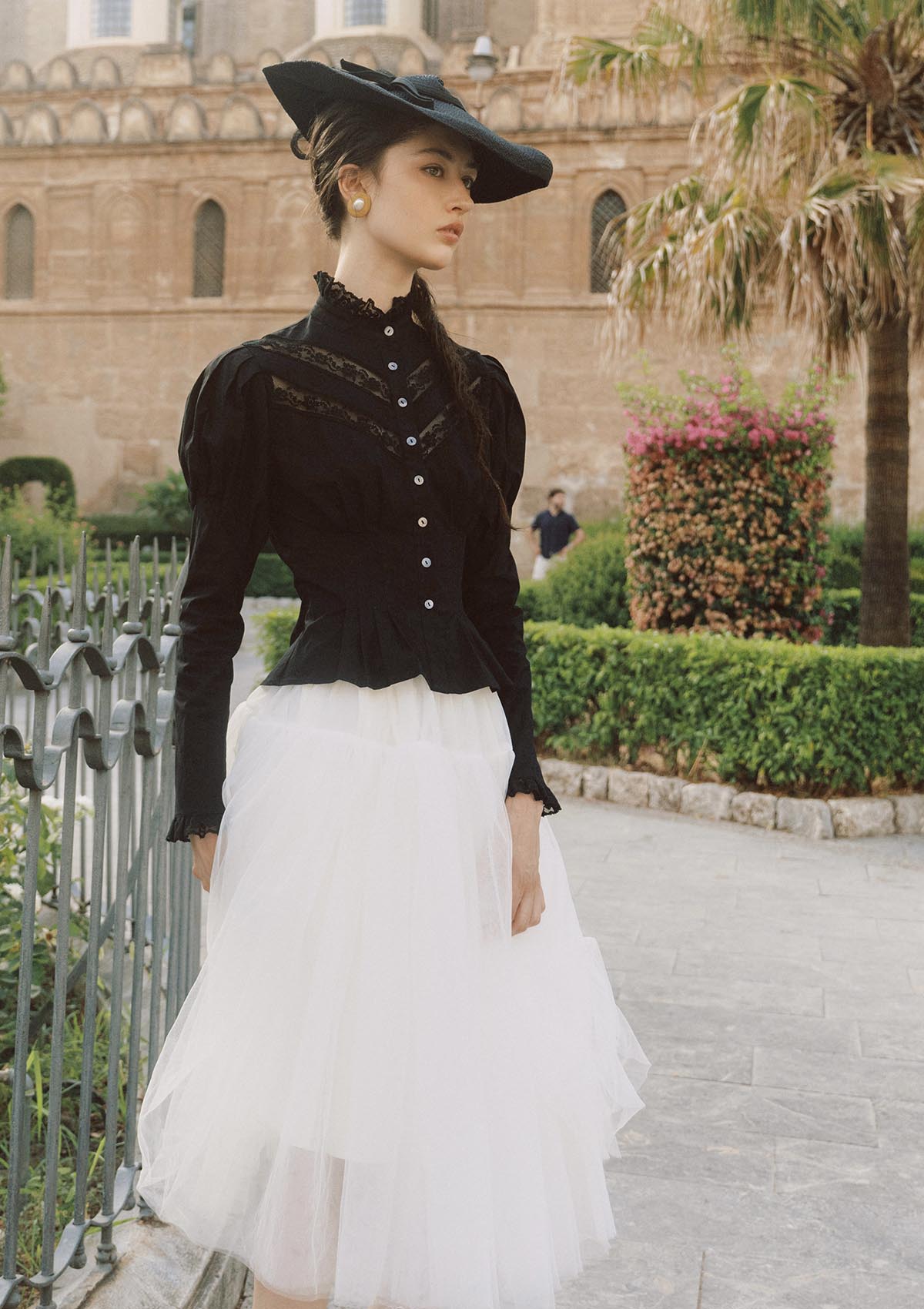 Rose Cape Blouse - Raven