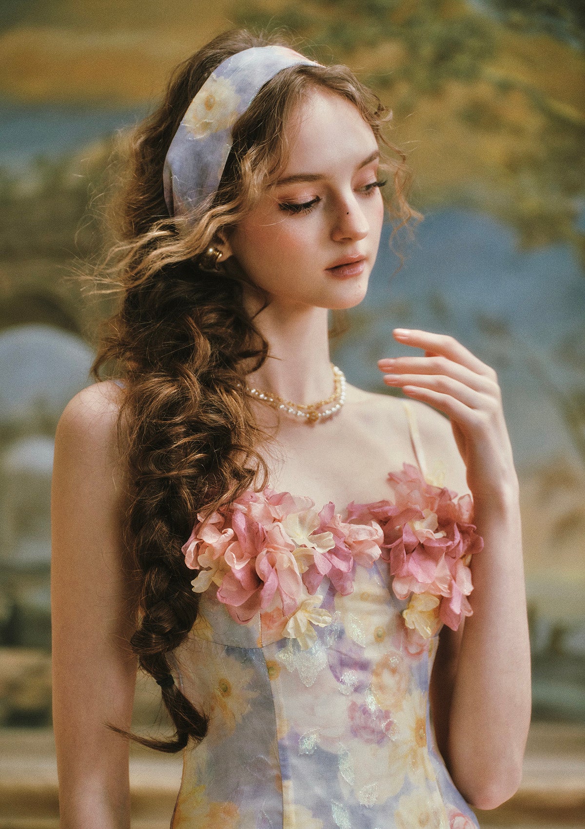 Oil Paint Floral Court Dress