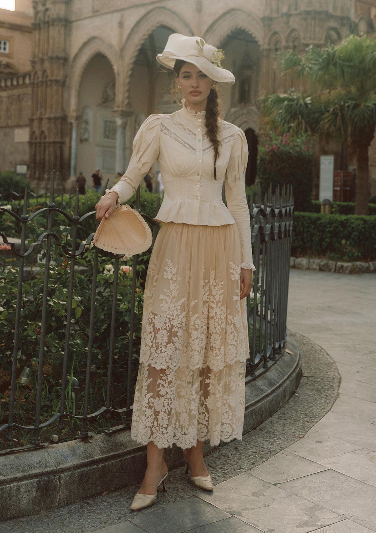 Rose Cape Blouse - Beige
