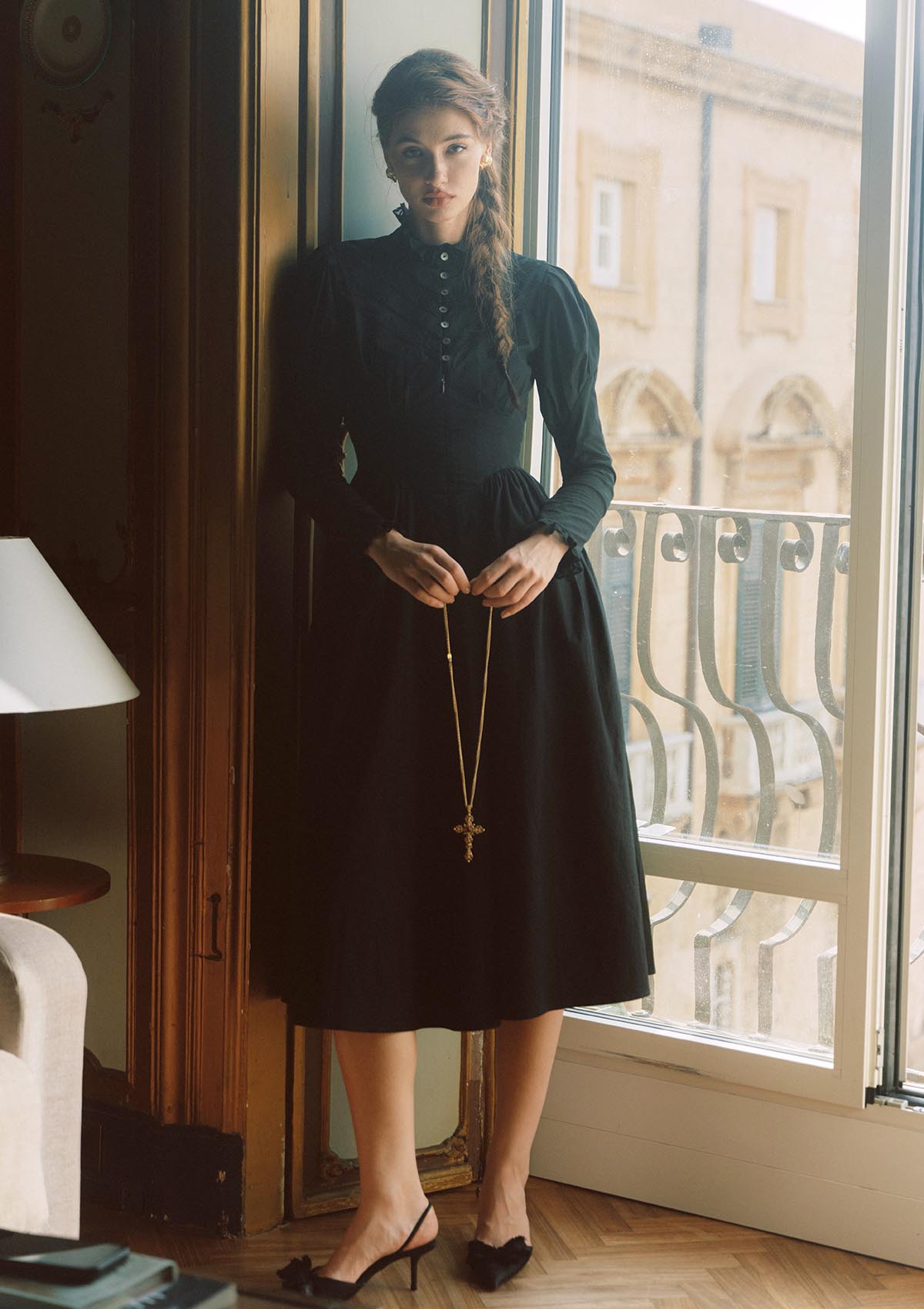Rose Cape Dress - Raven