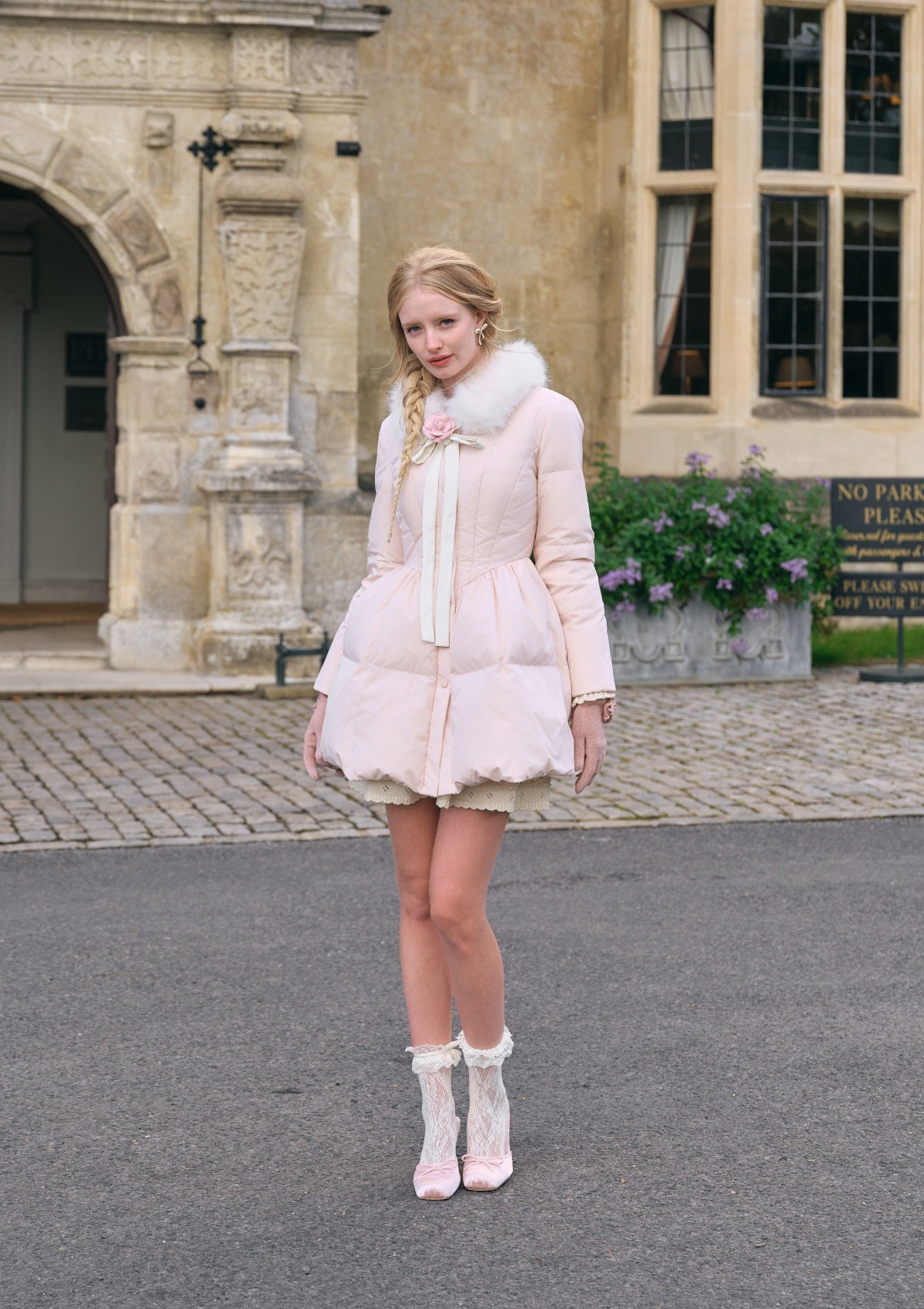 Powder Snow Rose Puffy Down Jacket  (pink)