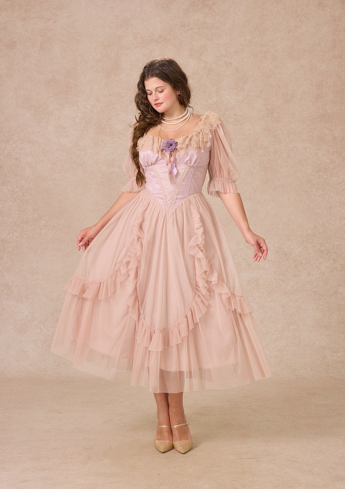 Curve&amp;Plus Violet Mandarin Duck Princess Dress