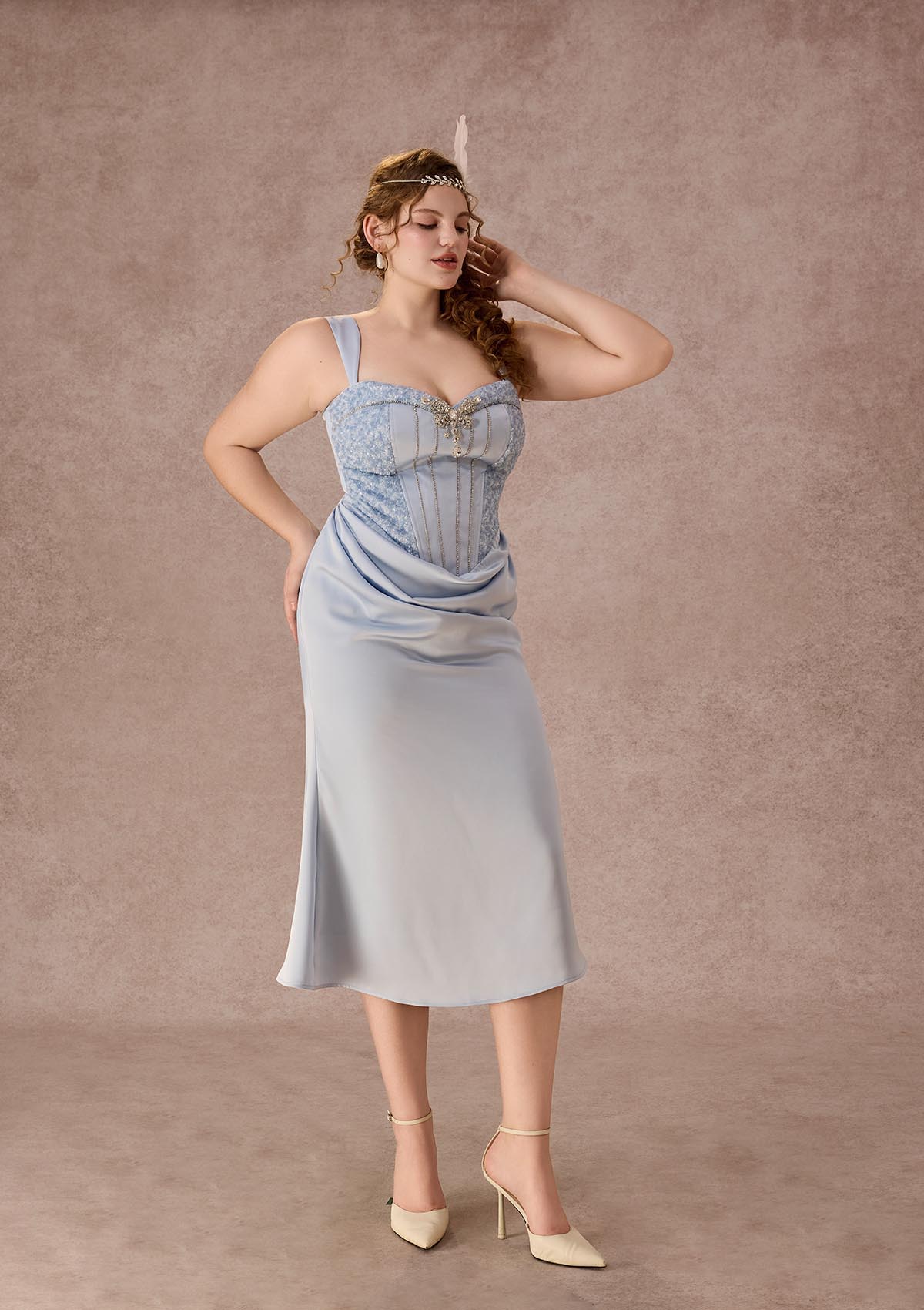 Curve&amp;Plus Moonlit Coral Dress