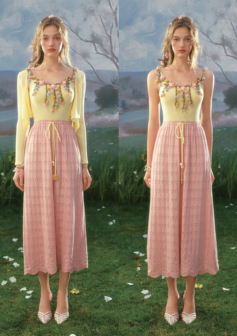 Flower Vine Novel Knit Dress In Stock / S