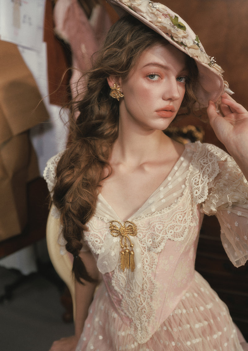 Gilded Invitation Dress(Pink) In-stock / M