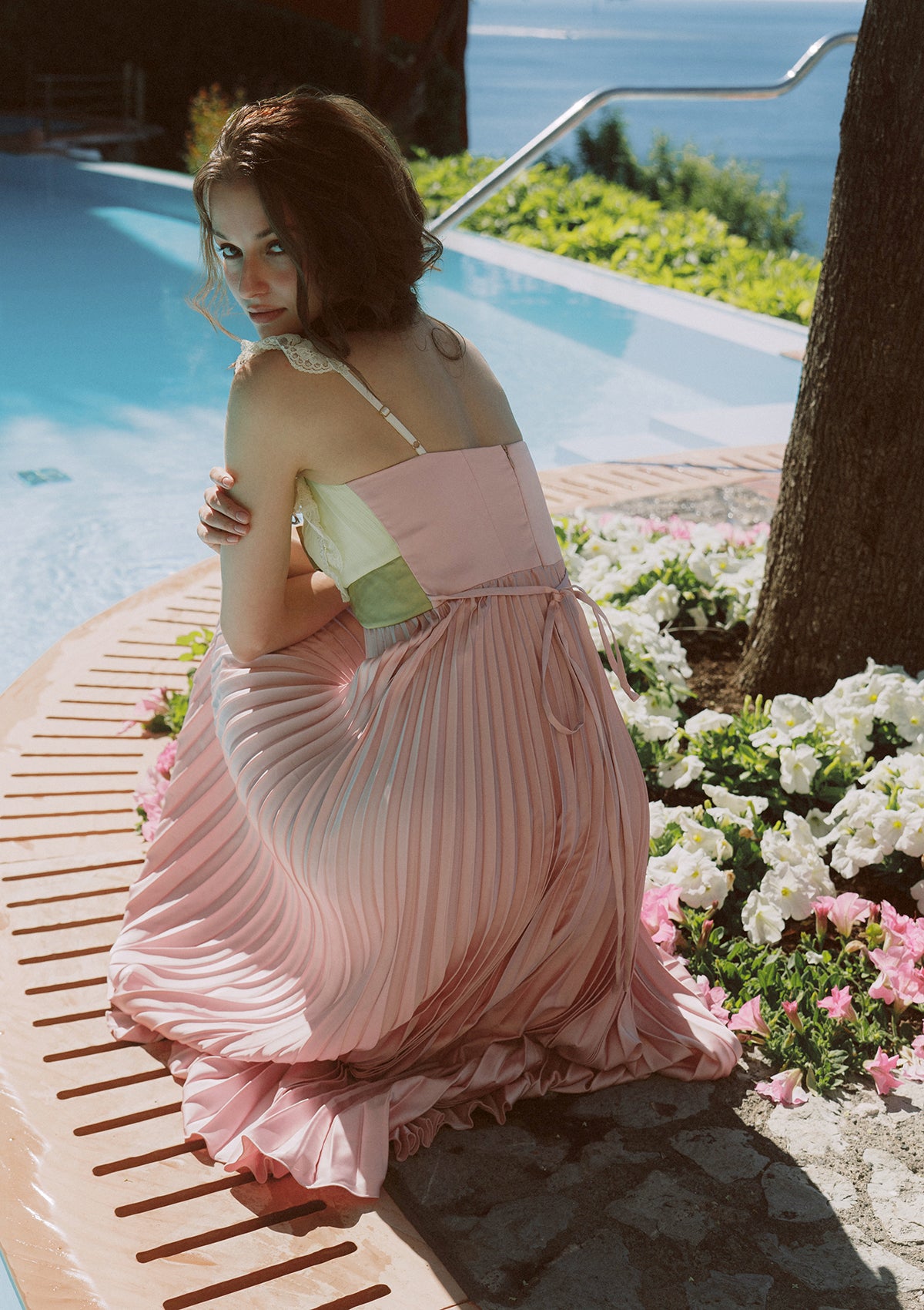 Whimsical Sunlit Blush Pleated Dress