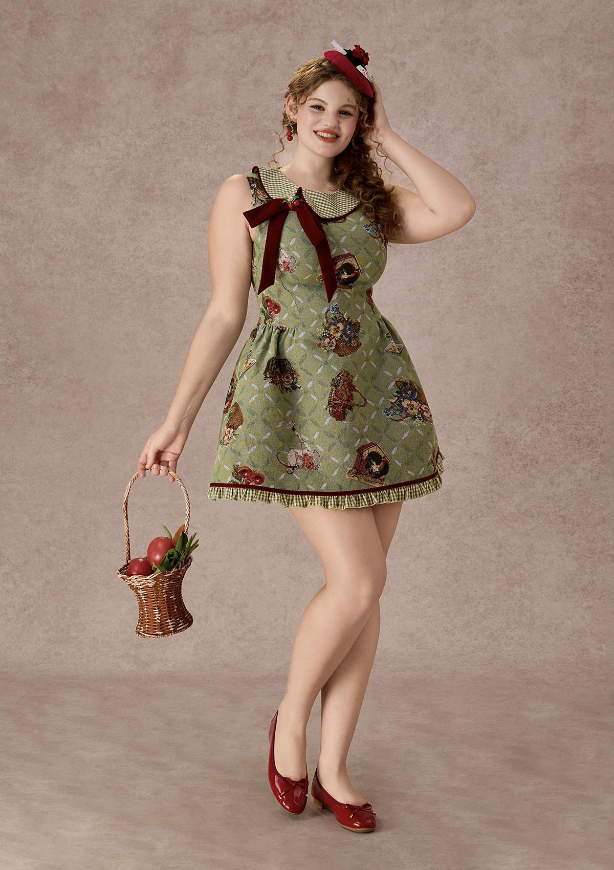 Curve&amp;Plus Berry Basket Dress