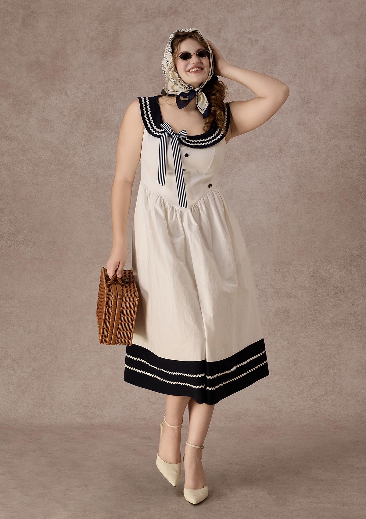 Curve&amp;Plus Sailor Love Letter Dress（Navy）
