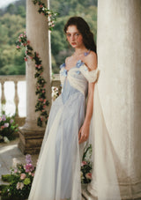 Blue Iris Bird Corset Dress
