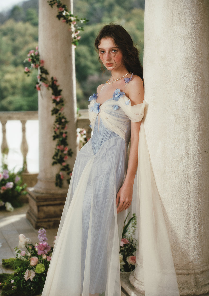 Blue Iris Bird Corset Dress In-stock / S Blue Iris Bird Corset Dress In-stock / S