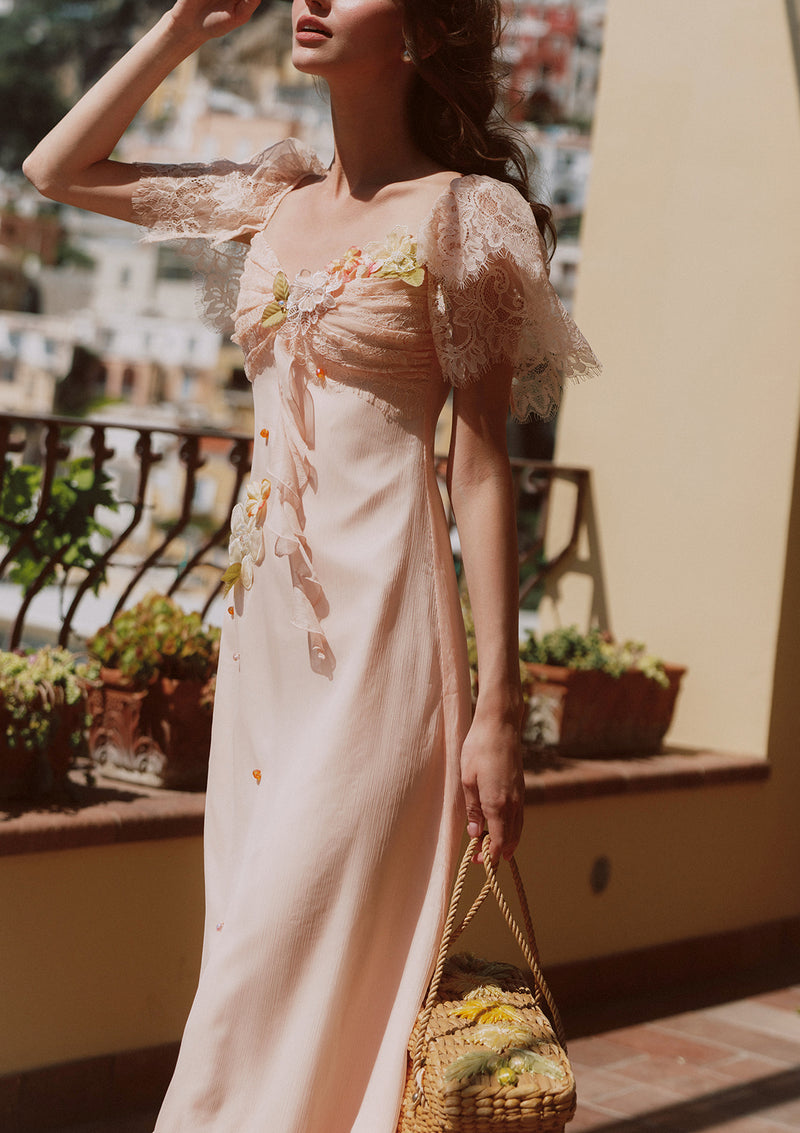 peach lace dress outfit Farida Peach Lace Maxi Dress - US 18