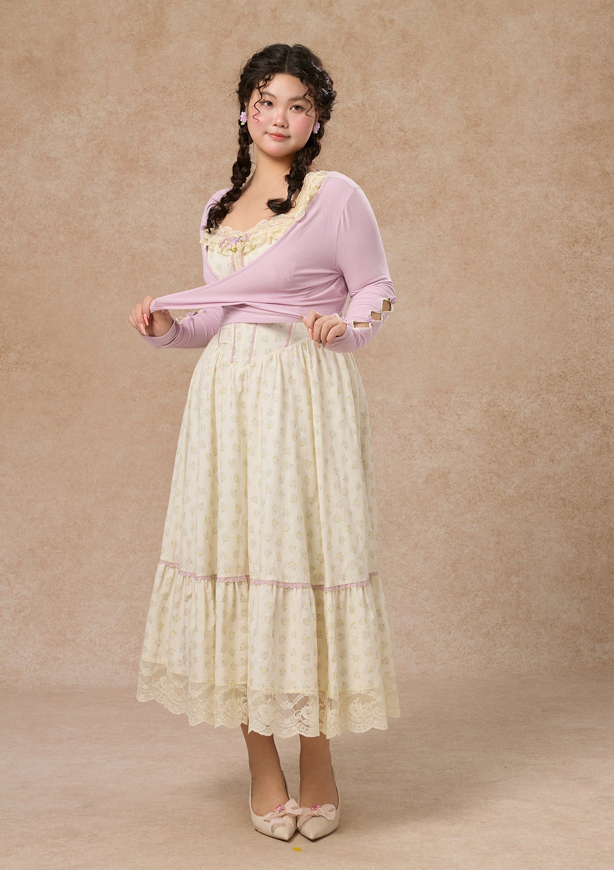Curve&amp;Plus Cream Clove Dress