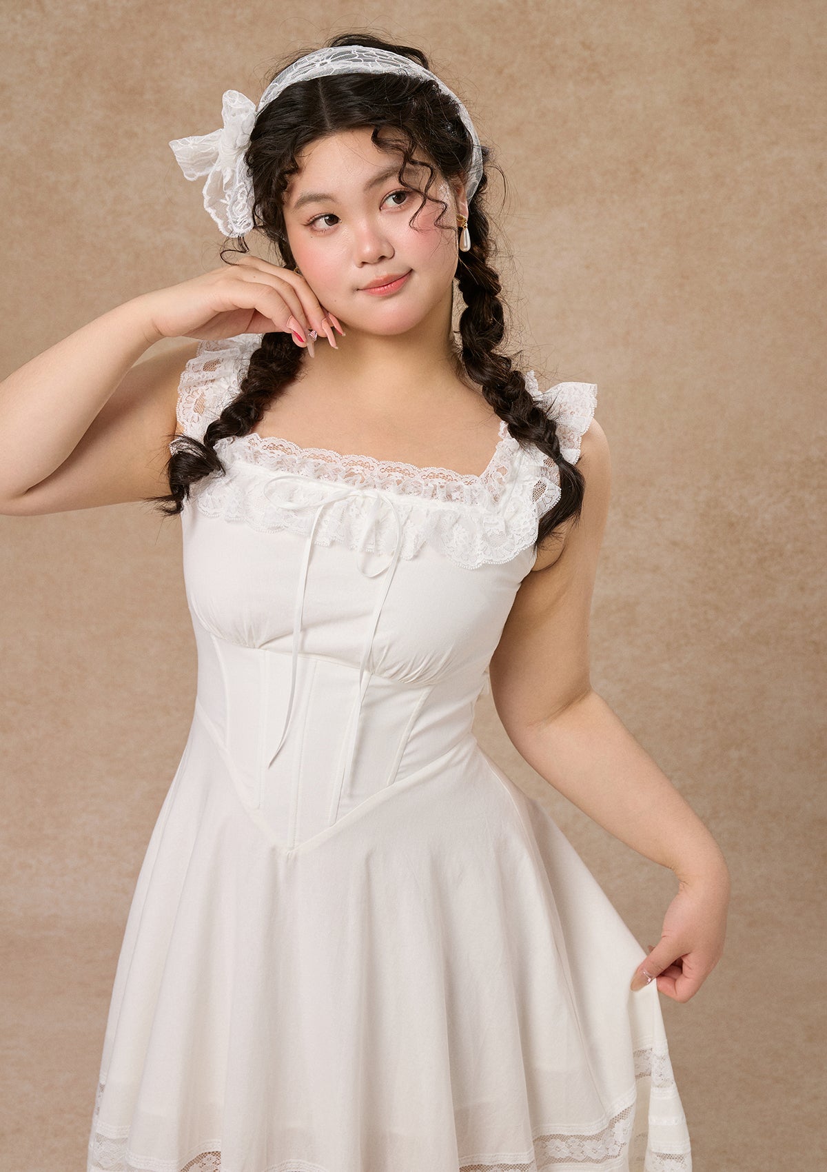 Curve &amp; Plus "Pure White" Garnet Corset Dress