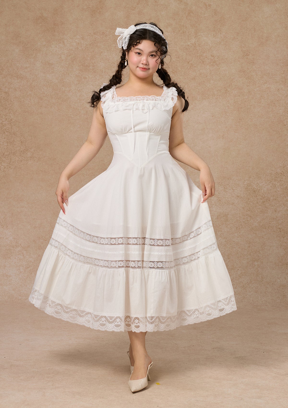 Curve &amp; Plus "Pure White" Garnet Corset Dress