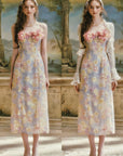 Oil Paint Floral Court Dress