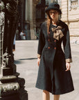 Sunlit Daisy Wool Coat (black)