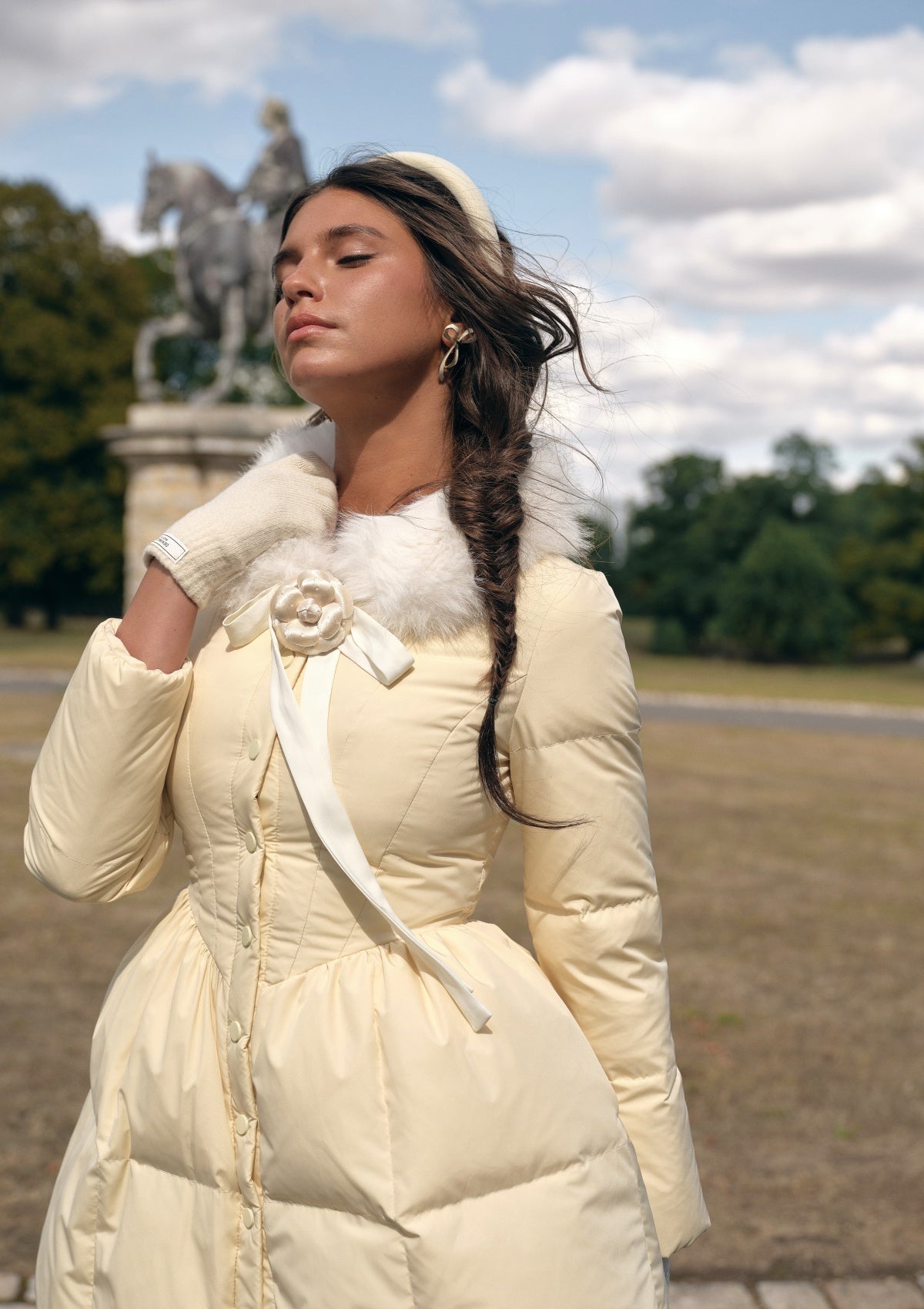 Powder Snow Rose Puffy Down Jacket  (Goose Yellow)