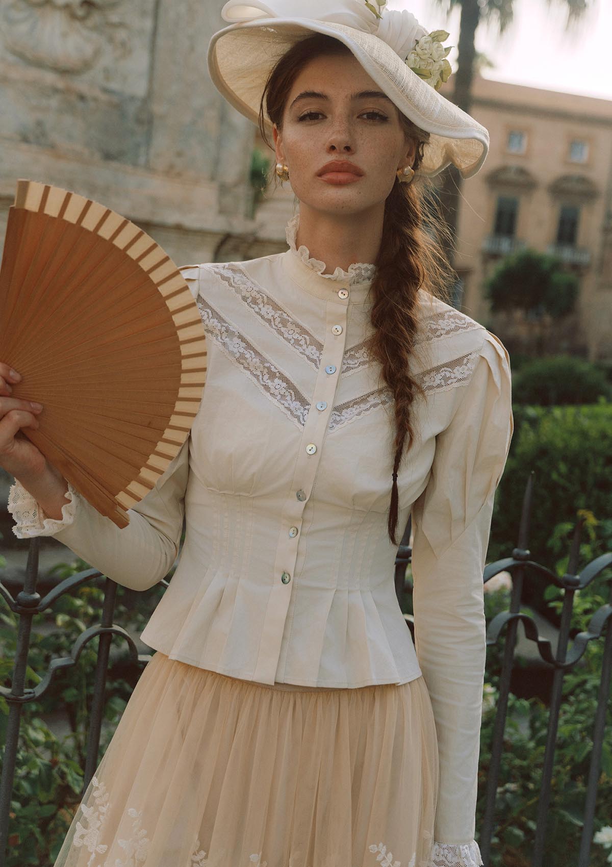 Rose Cape Blouse - Beige