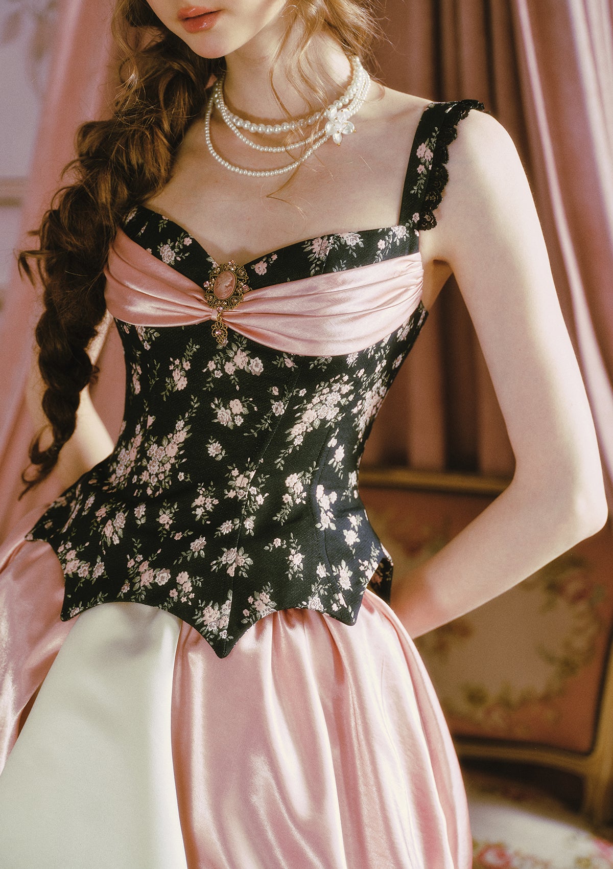 Night Feast Pink Crystal Corset In-stock / S