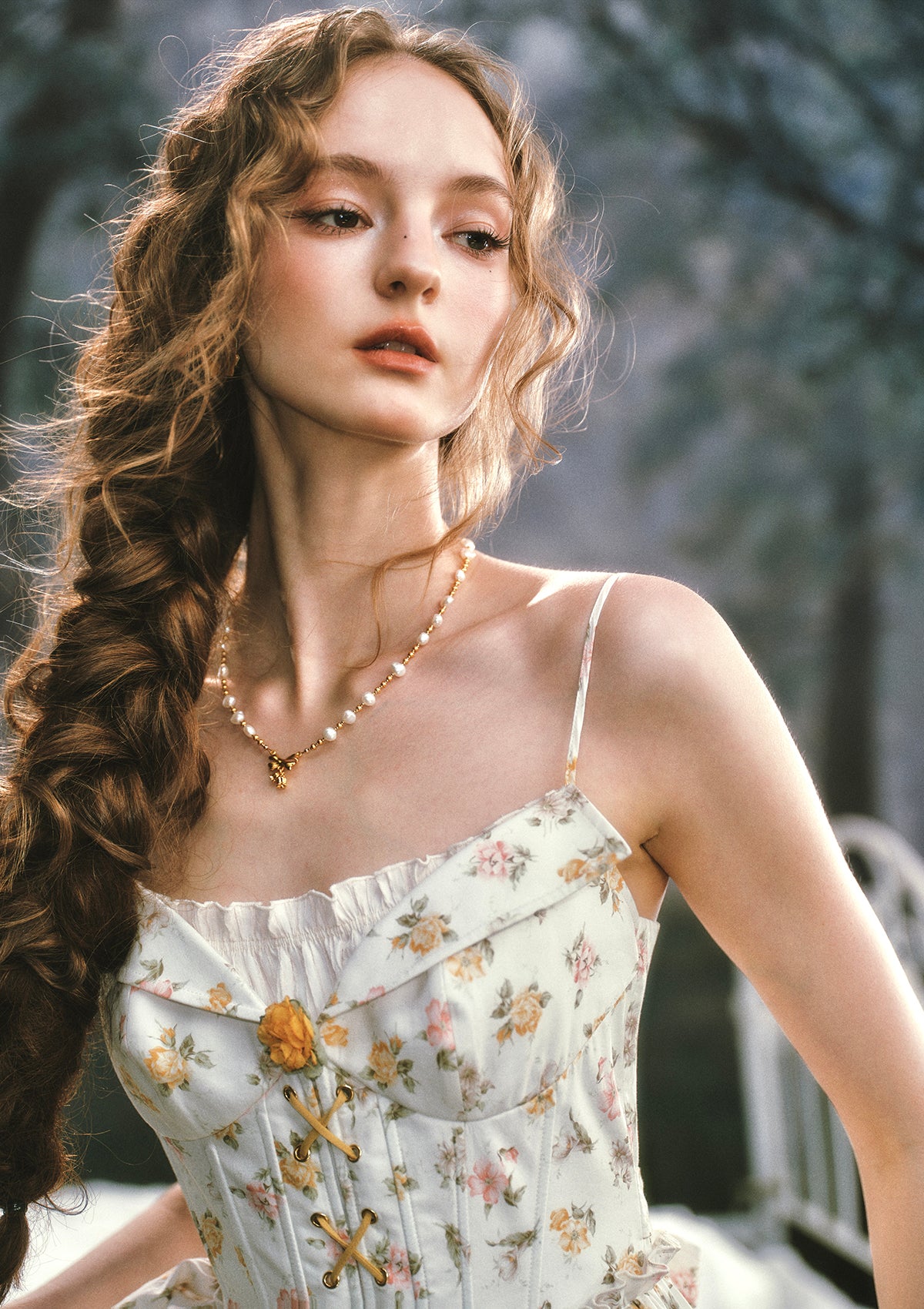 Misty Tangerine Grove Corset Dress